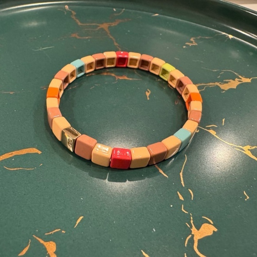 Roxanne Assoulin - Rainbow Brite Bit X Bit Colorful Cream Stretch Bracelet